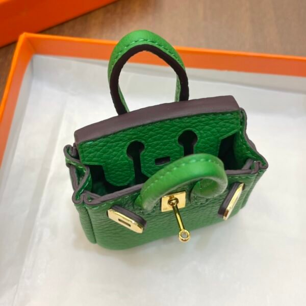 USA Washington 187 Factory Birkin Bag Charm Togo Leather 1K Vert Bambou 6*5*3CM