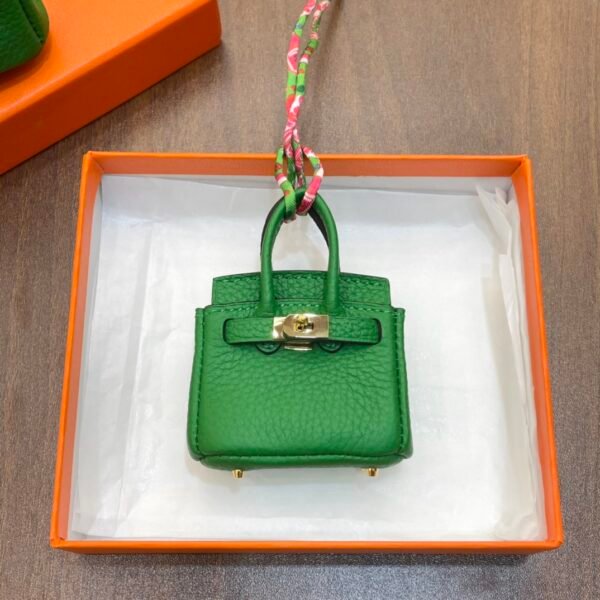 USA Washington 187 Factory Birkin Bag Charm Togo Leather 1K Vert Bambou 6*5*3CM