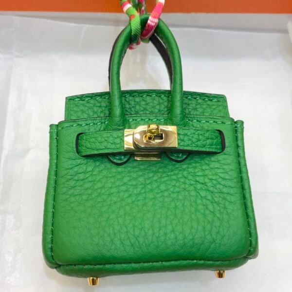 USA Washington 187 Factory Birkin Bag Charm Togo Leather 1K Vert Bambou 6*5*3CM