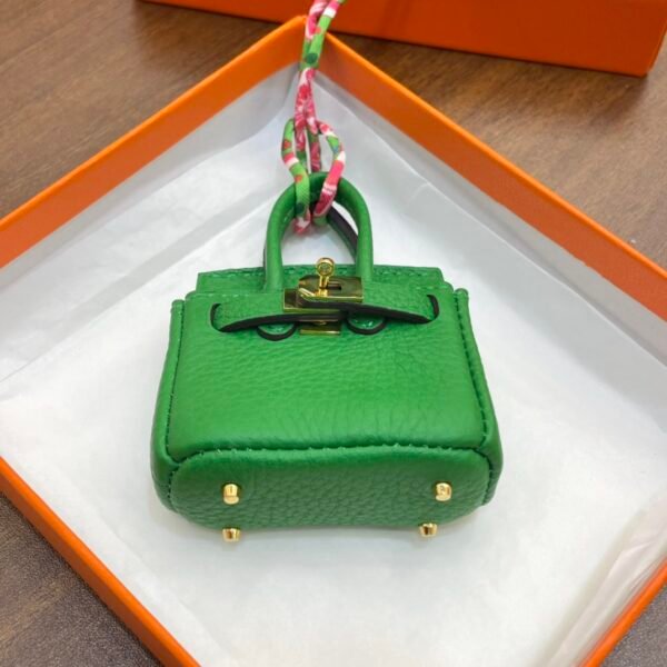 USA Washington 187 Factory Birkin Bag Charm Togo Leather 1K Vert Bambou 6*5*3CM