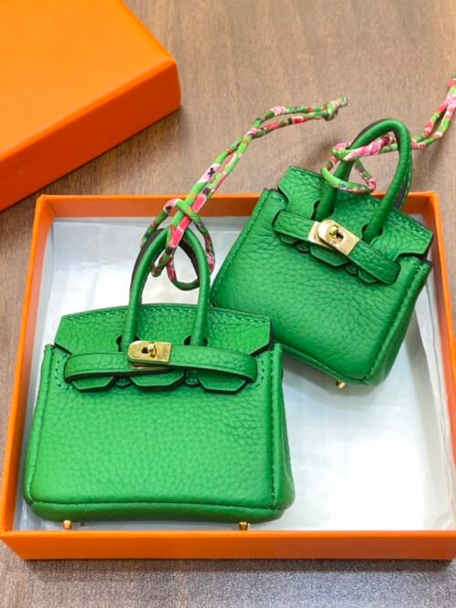 Canada Toronto 187 Factory Birkin Bag Charm 1K Vert Bambou Togo Leather 7.5*6*3.5CM