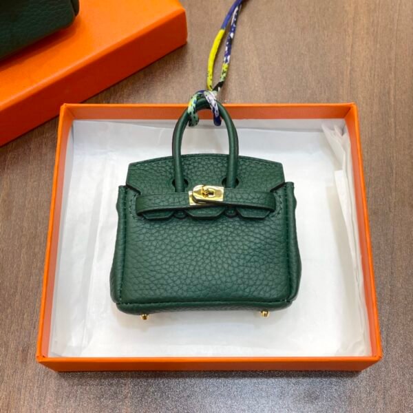 UAE Dubai 187 Factory Birkin Bag Charm Togo Leather Vert Cypres 7.5*6*3.5CM
