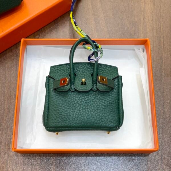 UAE Dubai 187 Factory Birkin Bag Charm Togo Leather Vert Cypres 7.5*6*3.5CM