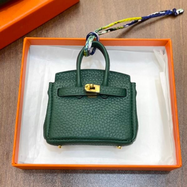 UAE Dubai 187 Factory Birkin Bag Charm Togo Leather Vert Cypres 7.5*6*3.5CM