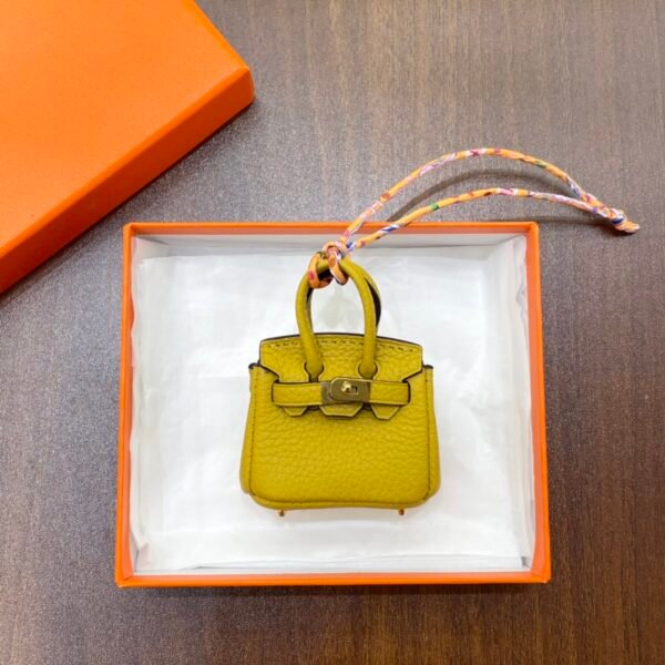 Lovely 187 Factory Charme Birkin Bag Charm Togo Leather 9D Amber 6*5*3CM