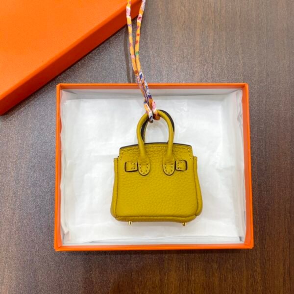 Lovely 187 Factory Charme Birkin Bag Charm Togo Leather 9D Amber 6*5*3CM