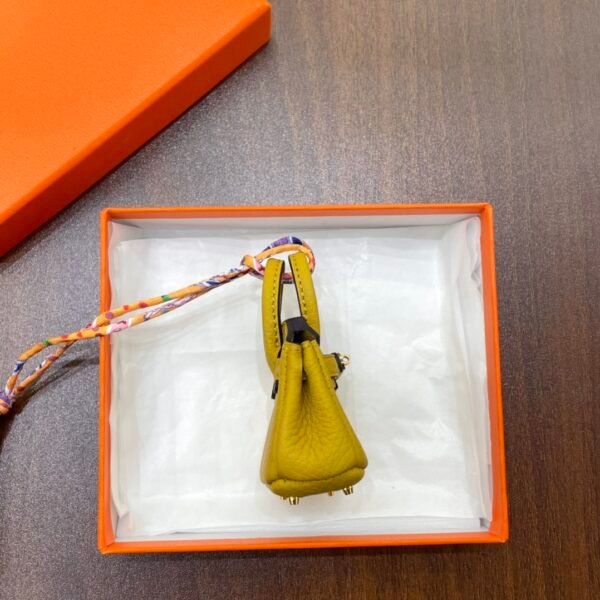 Lovely 187 Factory Charme Birkin Bag Charm Togo Leather 9D Amber 6*5*3CM