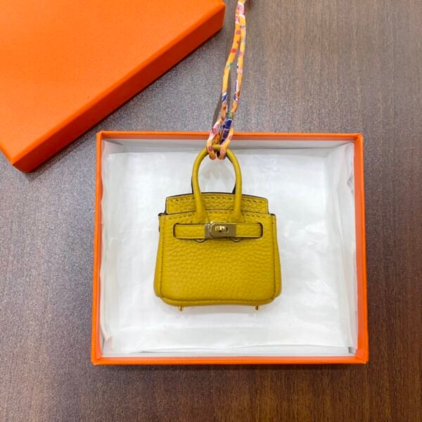 Lovely 187 Factory Charme Birkin Bag Charm Togo Leather 9D Amber 6*5*3CM