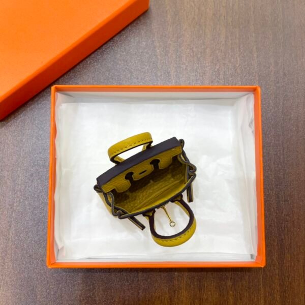 Lovely 187 Factory Charme Birkin Bag Charm Togo Leather 9D Amber 6*5*3CM