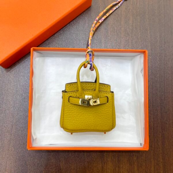 Lovely 187 Factory Charme Birkin Bag Charm Togo Leather 9D Amber 6*5*3CM