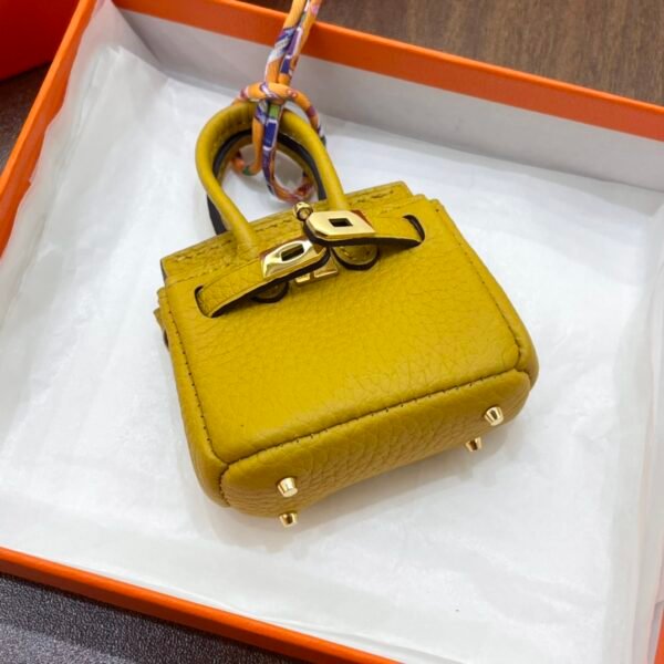 Lovely 187 Factory Charme Birkin Bag Charm Togo Leather 9D Amber 6*5*3CM