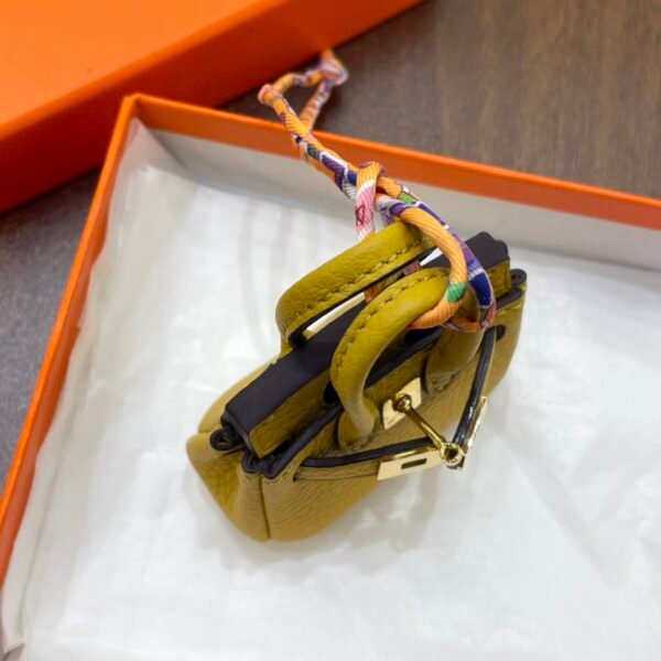Lovely 187 Factory Charme Birkin Bag Charm Togo Leather 9D Amber 6*5*3CM
