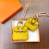 187 Factory Birkin Bag Charm Images Togo Leather 9D Amber 7.5*6*3.5CM
