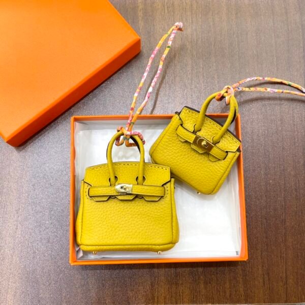 187 Factory Birkin Bag Charm Images Togo Leather 9D Amber 7.5*6*3.5CM