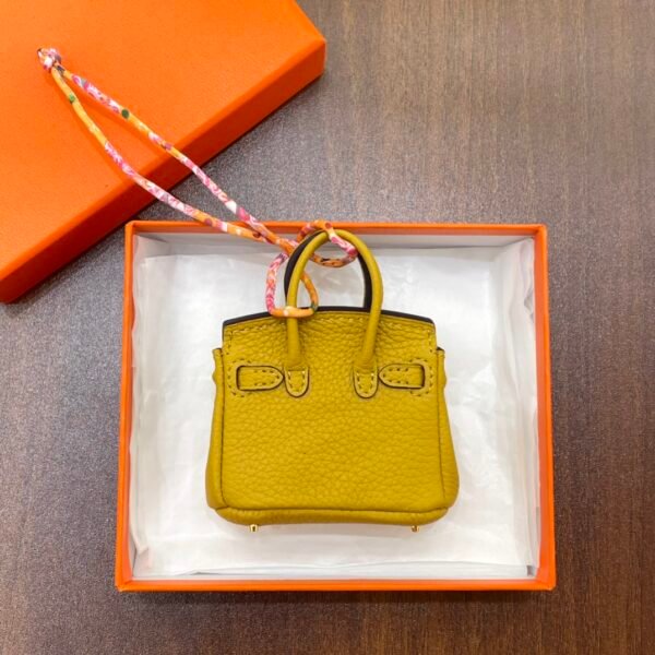 187 Factory Birkin Bag Charm Images Togo Leather 9D Amber 7.5*6*3.5CM