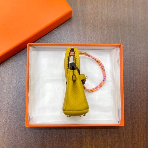 187 Factory Birkin Bag Charm Images Togo Leather 9D Amber 7.5*6*3.5CM