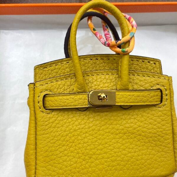 187 Factory Birkin Bag Charm Images Togo Leather 9D Amber 7.5*6*3.5CM