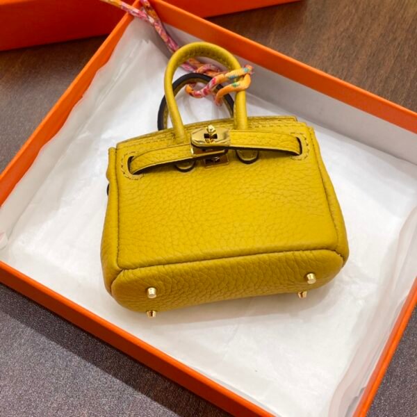 187 Factory Birkin Bag Charm Images Togo Leather 9D Amber 7.5*6*3.5CM