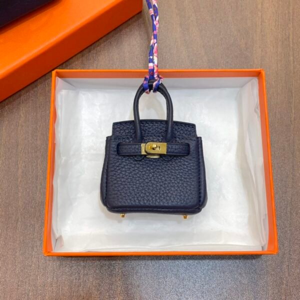 UAE Dubai 187 Factory Birkin Bag Charm Togo Leather Dark Blue Gold Hardware