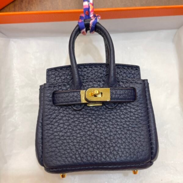 UAE Dubai 187 Factory Birkin Bag Charm Togo Leather Dark Blue Gold Hardware