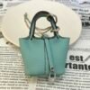 UK London 187 Factory Bag Charm 3P Blue Atoll Togo Leather Picotin Bag Charm Silver Hardware