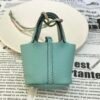 UK London 187 Factory Bag Charm 3P Blue Atoll Togo Leather Picotin Bag Charm Silver Hardware