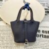 Lovely 187 Factory Togo Leather Picotin Bag Charm S4 Deep Blue Silver Hardware