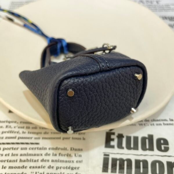 Lovely 187 Factory Togo Leather Picotin Bag Charm S4 Deep Blue Silver Hardware