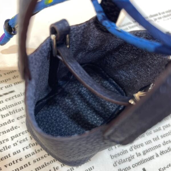 Lovely 187 Factory Togo Leather Picotin Bag Charm S4 Deep Blue Silver Hardware