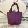 UK London 187 Factory Picotin Bag Charm Togo Leather P9 Anemone Silver Hardware