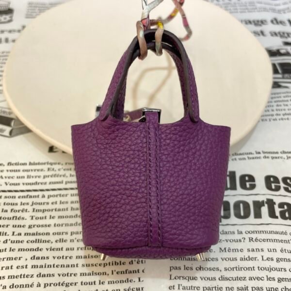UK London 187 Factory Picotin Bag Charm Togo Leather P9 Anemone Silver Hardware