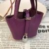 UK London 187 Factory Picotin Bag Charm Togo Leather P9 Anemone Silver Hardware
