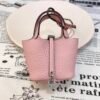 187 Factory Bag Charm 5P Pink Togo Leather Picotin Bag Charm Silver Hardware