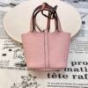 187 Factory Bag Charm 5P Pink Togo Leather Picotin Bag Charm Silver Hardware
