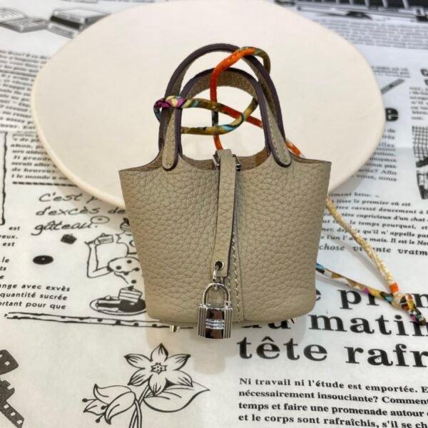 Canada Toronto 187 Factory Picotin Bag Charm Togo Leather CK81 Gris Tourterelle Silver Hardware