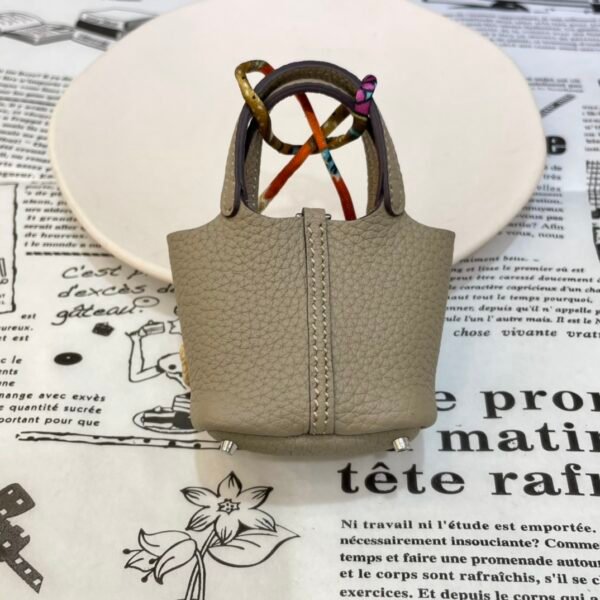 Canada Toronto 187 Factory Picotin Bag Charm Togo Leather CK81 Gris Tourterelle Silver Hardware