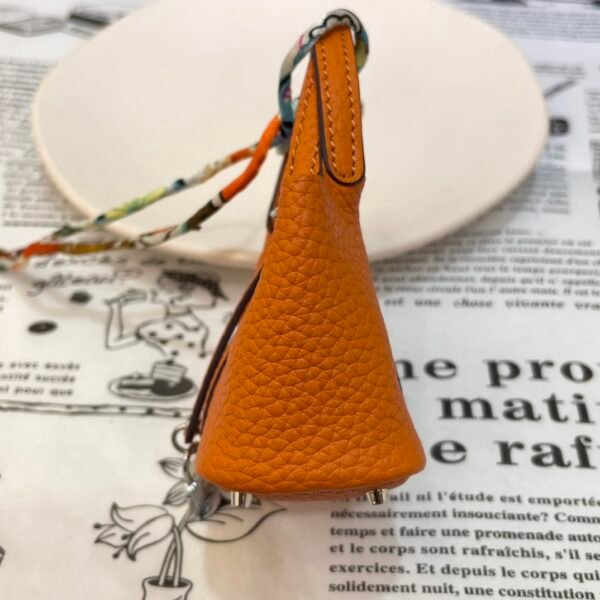 Handmade 187 Factory Picotin Bag Charm Togo Leather CK93 Orange Silver Hardware