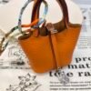 Handmade 187 Factory Picotin Bag Charm Togo Leather CK93 Orange Silver Hardware