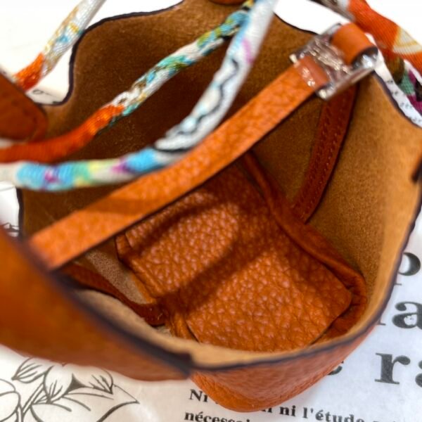 Handmade 187 Factory Picotin Bag Charm Togo Leather CK93 Orange Silver Hardware