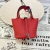 UK London 187 Factory Picotin Bag Charm Togo Leather Rouge Casaque Silver Hardware