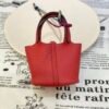 UK London 187 Factory Picotin Bag Charm Togo Leather Rouge Casaque Silver Hardware