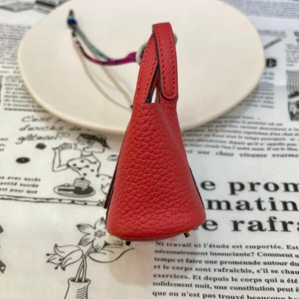 UK London 187 Factory Picotin Bag Charm Togo Leather Rouge Casaque Silver Hardware