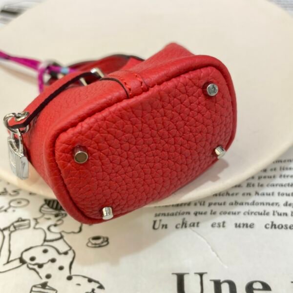 UK London 187 Factory Picotin Bag Charm Togo Leather Rouge Casaque Silver Hardware