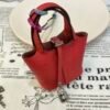 UK London 187 Factory Picotin Bag Charm Togo Leather Rouge Casaque Silver Hardware