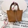 USA Washington CK37 Gold Togo Leather Picotin Bag Charm Silver Hardware