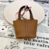 USA Washington CK37 Gold Togo Leather Picotin Bag Charm Silver Hardware