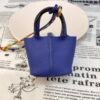 Handmade 187 Factory Picotin Bag Charm Togo Leather 7T Blue Electric Silver Hardware