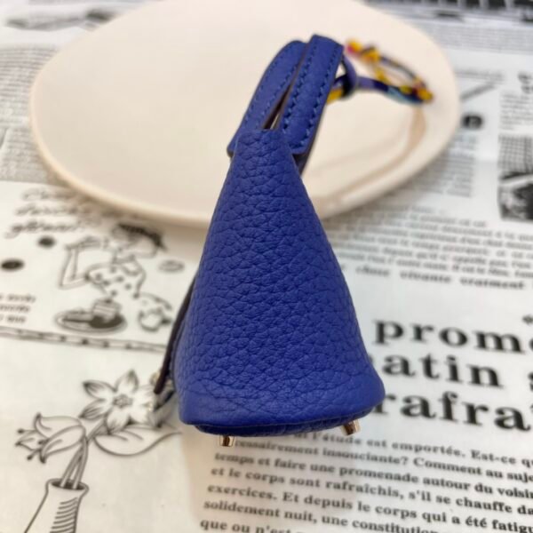 Handmade 187 Factory Picotin Bag Charm Togo Leather 7T Blue Electric Silver Hardware