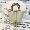 UK London 187 Factory Picotin Bag Charm Togo Leather CC10 Craie Gold Hardware