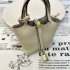 UK London 187 Factory Picotin Bag Charm Togo Leather CC10 Craie Gold Hardware